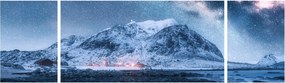 Obraz gór z gwieździstym niebem (170x50 cm)