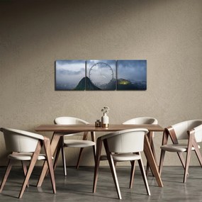 Obraz gór (z zegarem) (90x30 cm)