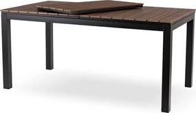 Rozkładany stół ogrodowy, kompozytowy Castello 160-210 cm, blat orzech, podstawa czarna