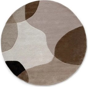 Dywan wełniany Dune ręcznie tkany Łagodne Formy Beżowo-Brązowy koło 300x300 cm