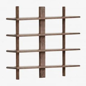 Regał Ścienny ↔︎120 Cm Z Drewna Akacjowego Erisu Ciemny Akacjowy Brąz & 4 Półki - Sklum