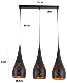 Lampa sufitowa metalowa klosz wisząca AT34-3SZ-Black