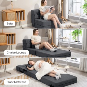 HOMCOM Sofa rozkładana fotel do relaksu z funkcją łóżka pianka z poduszką ciemnoszary | Aosom PL