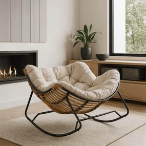 Fotel Bujany Wypoczynkowy ELTON na Płozach Beżowy Nowoczesny