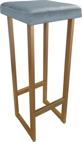 Hoker ALEX krzesło barowe tkanina Welur podstawa metalowa : Kolor Stelaża - Złoty, Kolor tkaniny - VELVET - BL06, Wysokość - 90 cm