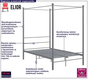 Szare rustykalne łóżko z baldachimem 120x200 cm - Aveiro