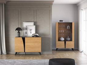 Komoda HESTIA 1D3S 120cm dąb/czarna ML MEBLE
