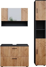 Zestaw mebli łazienkowych złoty dąb power/antracyt 80x41x58.6 irma