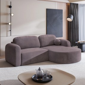 Masseno Narożnik AMILIA z funkcją spania i pojemnikiem na pościel Narozniki L, Rozkładana sofa - Wrzosowy, MONOLITH 62