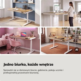Biurko elektryczne z regulacją wysokości Ellis 120x70 cm, złoty dąb/biały