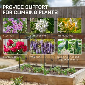 Outsunny Zestaw 2 metalowych szpalerów z ozdobami w postaci ptaków i koniczyny, do ogrodu i na taras, czarny, 38 x 98 cm