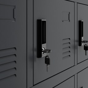 Skrytkowa szafa socjalna KAROL, 900 x 1850 x 400 mm, antracytowa