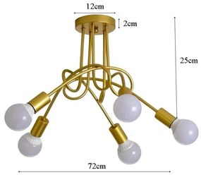 Lampa sufitowa metalowa loft supła wisząca AT42-5SZ-Gold