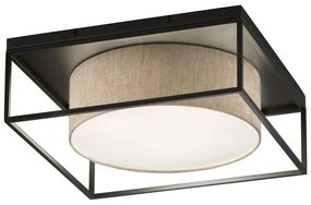 Czarno-beżowa lampa sufitowa z tekstylnym kloszem 50x50 cm Carre – Fischer &amp; Honsel