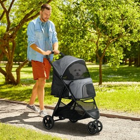 Outsunny Wózek dla Psa Składany Osłona Przeciwdeszczowa Szary Czarny | Aosom PL