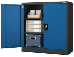 Szafka metalowa na klucz garażowa BEATA, 900 x 930 x 400 mm, antracytowo-niebieska