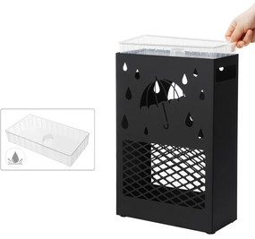 SongmicsHome Metalowy stojak na parasole RAIN, 28x12x41cm, czarny