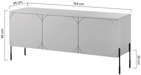 Szafka RTV trzydrzwiowa Sonatia na metalowych nogach 150 cm - kaszmir