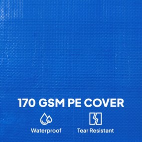 Outsunny Okrągła Pokrywa Basenowa Ø 550 cm, Wodoodporna i Pyłoszczelna, z Linką Napinającą, na Zimę i Lato, Niebieska | Aosom PL