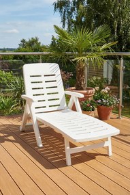 Biały rozkładany leżak ogrodowy T3-M96