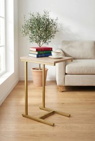 Stolik boczny glamour złoty + dąb sonoma H5-K75