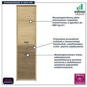 Loftowy regał zamykany dąb cremona + dąb lefkas L5-W01