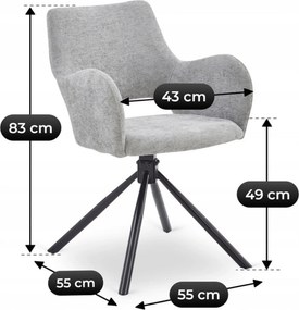 Krzesło Tapicerowane FLAV Szare Nowoczesne