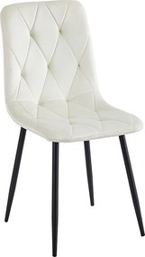 Zestaw 4 krzeseł - tkanina i czarny metal - beż - MELKO