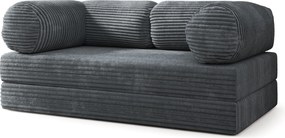 Masseno Sofa piankowa ALVIO z funkcją spania, Kanapa z pianki do salonu, Bezmontażowa, Tkanina sztruksowa – Grafitowy TILIA 90
