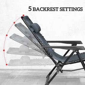 Outsunny Zestaw leżaków Zero Gravity z zagłówkami i stolikiem z 2 uchwytami na napoje | Aosom PL