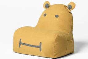 Żółta pufa dziecięca z szarymi detalami HIPPO