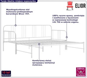 Białe Metalowe Łózko Rozkładane 90X200 Cm Helio