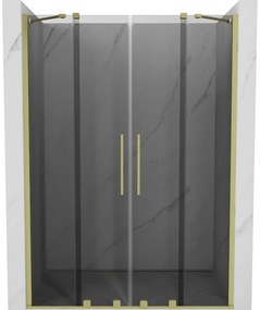 Mexen Velar Duo drzwi prysznicowe rozsuwane 140 cm, grafit, złote szczotkowane - 871-140-000-42-55