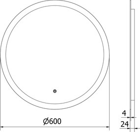 Mexen Oro lustro łazienkowe podświetlane, okragłe 60 cm, LED 6000K, antypara - 9824-060-060-611-00