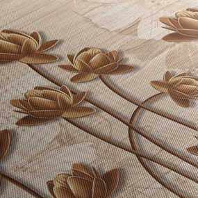 Obraz abstrakcji kwiatowej - brązowy (125x70 cm)