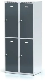 Alfa 3 Szafka skrytkowa S6, 4 schowki, 1800 x 800 x 500 mm, zamek obrotowy, drzwi ciemnoszare