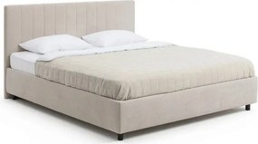 Beżowe tapicerowane łóżko dwuosobowe ze schowkiem i stelażem 180x200 cm Myra Slim Line – Bonami Selection