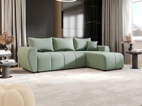 BEDANTE narożnik MOLISA L Cosmic 16 prawa jasnozielony z funkcją spania sofa w kształcie litery L z pojemnikiem na pościel