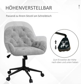 Vinsetto Ergonomiczny fotel wypoczynkowy z miękkim mechanizmem regulacji Jasnoszary metaliczny aksamit