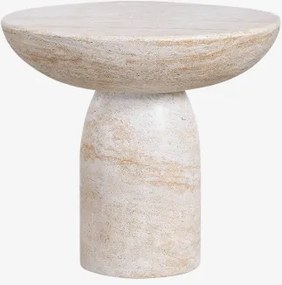 Okrągły Stolik Pomocniczy Ø50 Cm Z Cementu Zenadia Look Travertino - Sklum