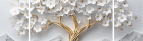 Obraz – Eleganckie drzewo życia 3D pełne kwiatów (170x50 cm)