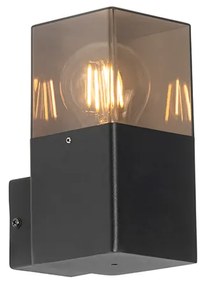 Zewnetrzna Nowoczesna lampa ścienna zewnętrzna czarna IP44 z przydymionym szkłem - Denmark Nowoczesny Oswietlenie zewnetrzne