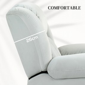 HOMCOM Elektryczny Fotel z Pomocą przy Wstawaniu, Miękki Aksamitny Materiał, Złącza USB