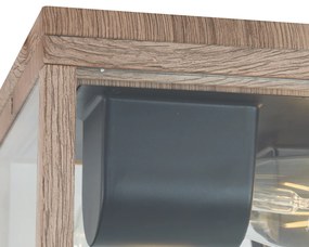 Zewnetrzna Industrialna lampa sufitowa z nadrukiem drewna IP44 2-źródła światła - CharloisPrzemysłowy Oswietlenie zewnetrzne