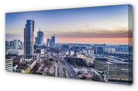 Obraz na płótnie Warszawa Panorama wieżowce wschód słońca