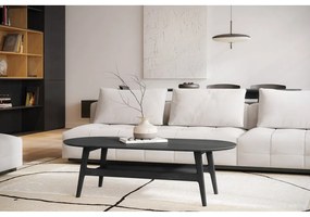 Czarny stolik w dekorze dębu 60x130 cm Curved – Woodman