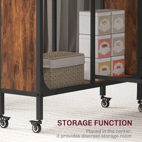 HOMCOM Składany Stół, Mobilny Stół dla 6 Osób z Półką, do 50 kg, 130 x 80 x 74 cm, Rustykalny Brąz