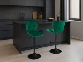 Zielone krzesło barowe WEST VELVET z czarną nogą