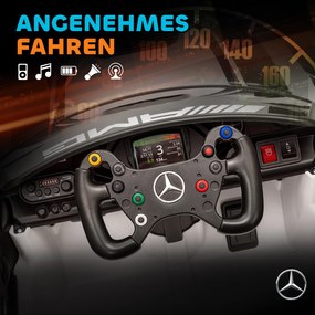 AIYAPLAY Elektryczny samochód Mercedes, Pojazd na siedzenie dla dzieci, Akumulator 12V, światła LED, funkcja muzyczna, klakson, 3-8 lat, Biały