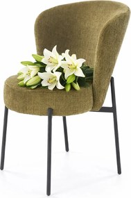 Krzesło na metalowej podstawie oliwkowe E6-M14